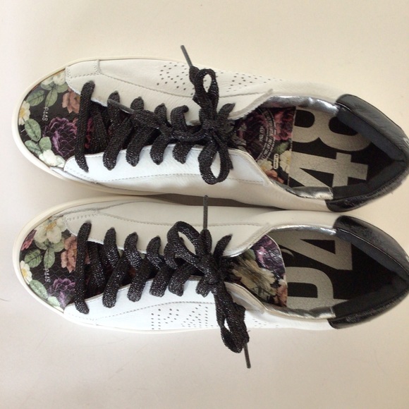 P448 JOHN WHITE LEATHER LOW PROFILE SNEAKERS NWOT SIZE 40 - Picture 7 of 15